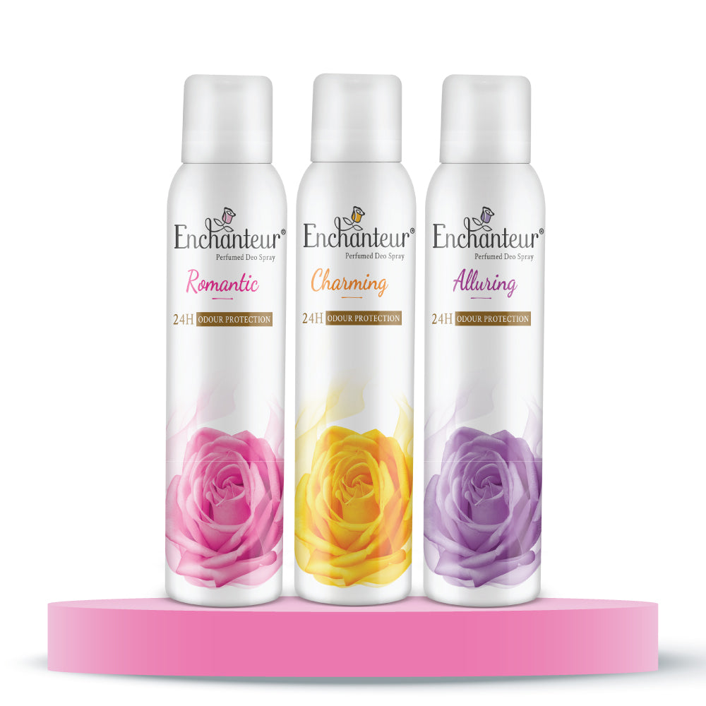 Enchanteur Romantic, Charming and Alluring Perfumed Deo Spray, 150ml each