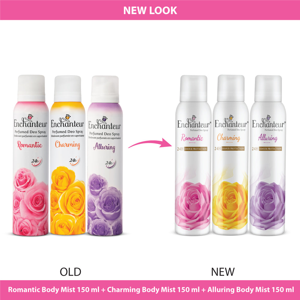 Enchanteur Romantic, Charming and Alluring Perfumed Deo Spray, 150ml each