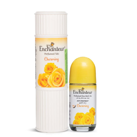 Enchanteur Charming Perfumed Body Talc 125gms &  Charming Roll-On Deodorant 50ml By Enchanteur