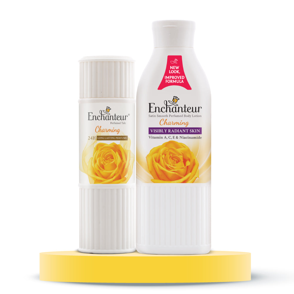Enchanteur Charming Perfumed Body Talc 125gms & Charming Hand and Body Lotion 250ml