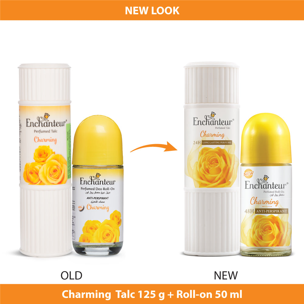 Enchanteur Charming Perfumed Body Talc 125gms & Charming Roll-On Deodorant 50ml