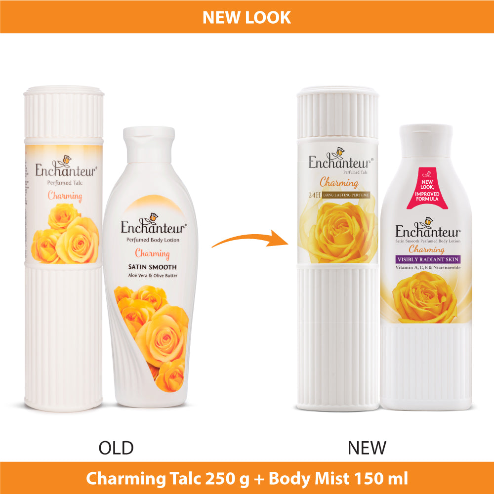 Enchanteur Charming Perfumed Body Talc 250gms & Charming Hand and Body Lotion 250ml