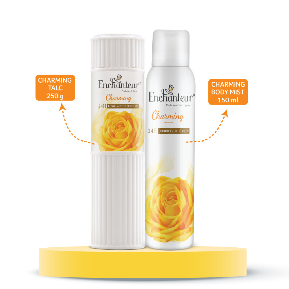 Enchanteur Charming Perfumed Body Talc 250gms & Charming Perfumed Deo Spray 150ml