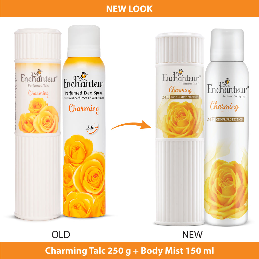 Enchanteur Charming Perfumed Body Talc 250gms & Charming Perfumed Deo Spray 150ml
