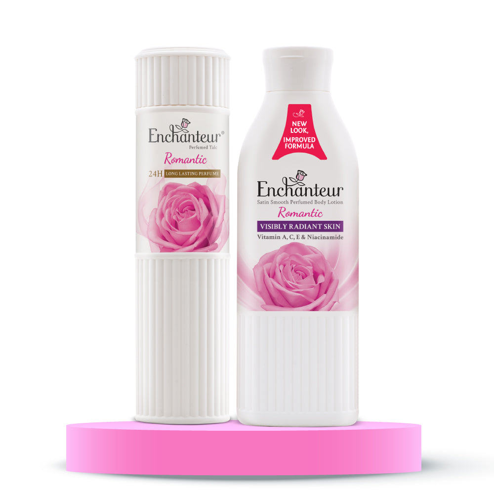 Enchanteur Romantic Perfumed Body Talc 250gms & Romantic Hand and Body Lotion 250ml