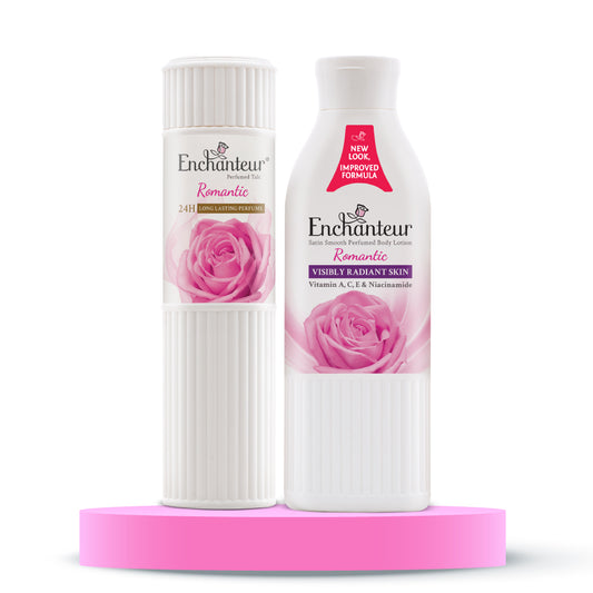 Enchanteur Romantic Perfumed Body Talc 250gms & Romantic Hand and Body Lotion 250ml