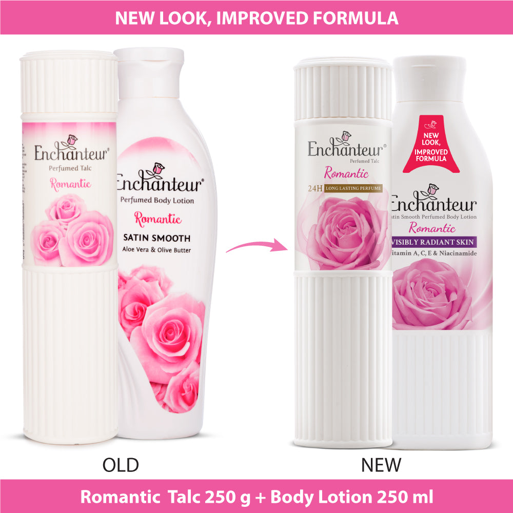 Enchanteur Romantic Perfumed Body Talc 250gms & Romantic Hand and Body Lotion 250ml