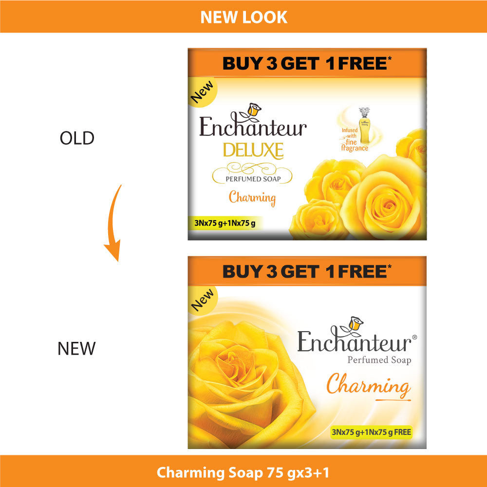 Enchanteur Perfumed Charming Bathing Bar, Pack of 3+1