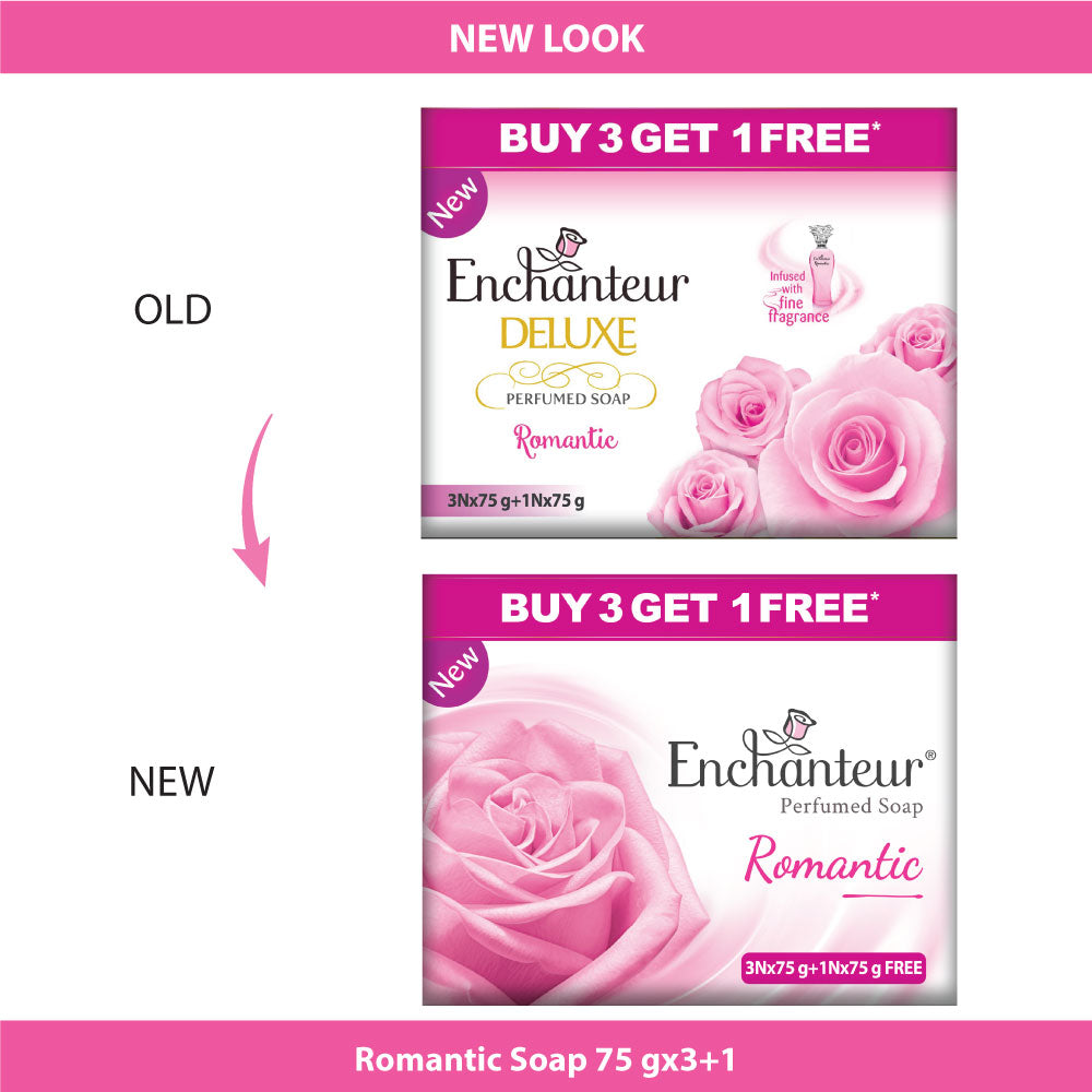 Enchanteur Perfumed Romantic Bathing Bar, Pack of 3+1