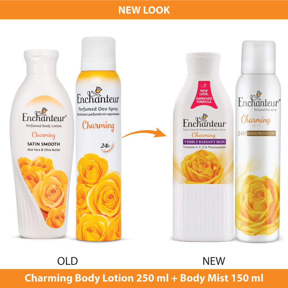 Enchanteur Charming Hand and Body Lotion, 250ml & Charming Perfumed Deo Spray 150ml
