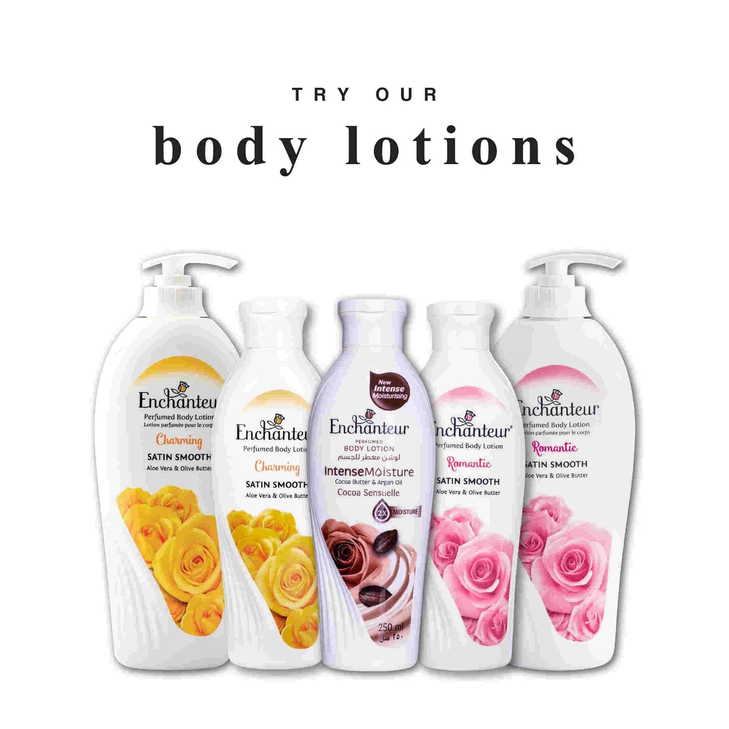 Different Ranges of Enchanteur Romantic And Charming Perfumed Body Lotion