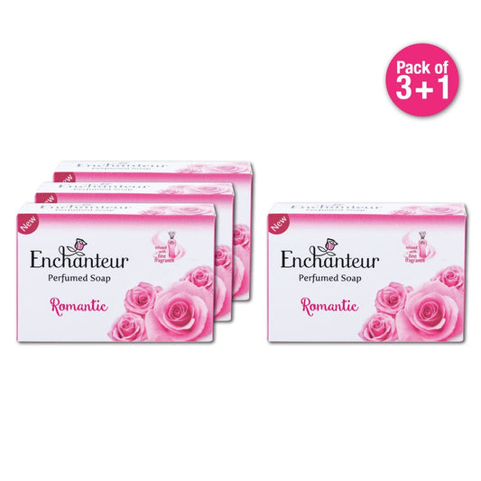 Enchanteur Perfumed Romantic Soap, Pack of 3+1 By Enchanteur