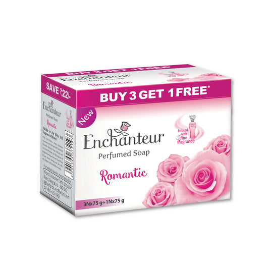 Enchanteur Perfumed Romantic Bathing Bar, Pack of 3+1 By Enchanteur