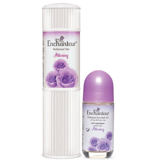 Enchanteur Alluring Perfumed Body Talc 250gms &  Alluring Roll-On Deodorant 50ml By Enchanteur