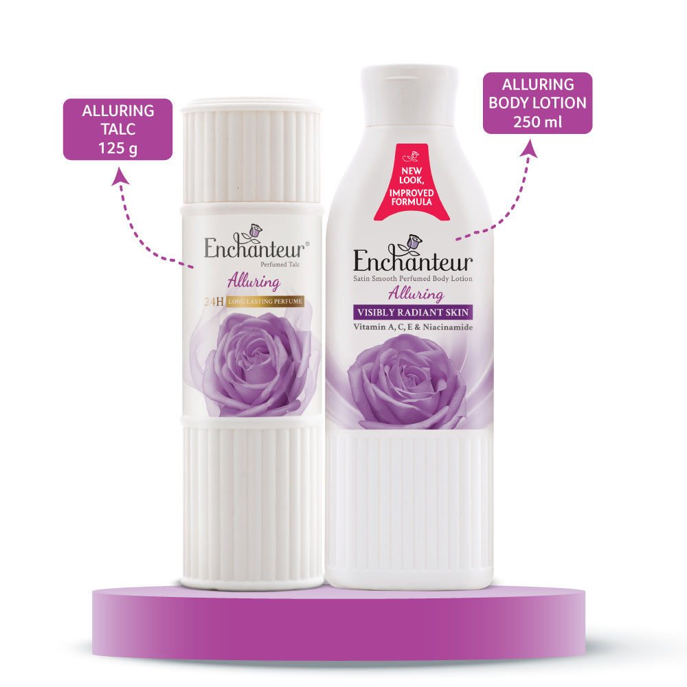 Enchanteur Alluring Perfumed Body Talc 125gms & Alluring Hand and Body Lotion 250ml