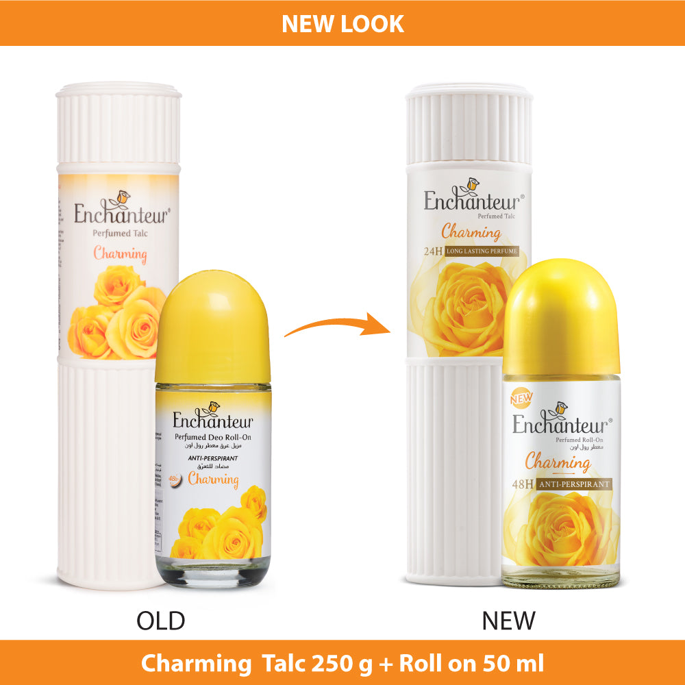 Enchanteur Charming Perfumed Body Talc 250gms &  Charming Roll-On Deodorant 50ml
