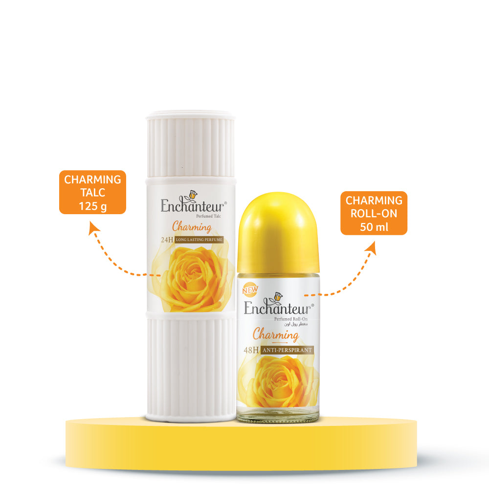 Enchanteur Charming Perfumed Body Talc 125gms &  Charming Roll-On Deodorant 50ml