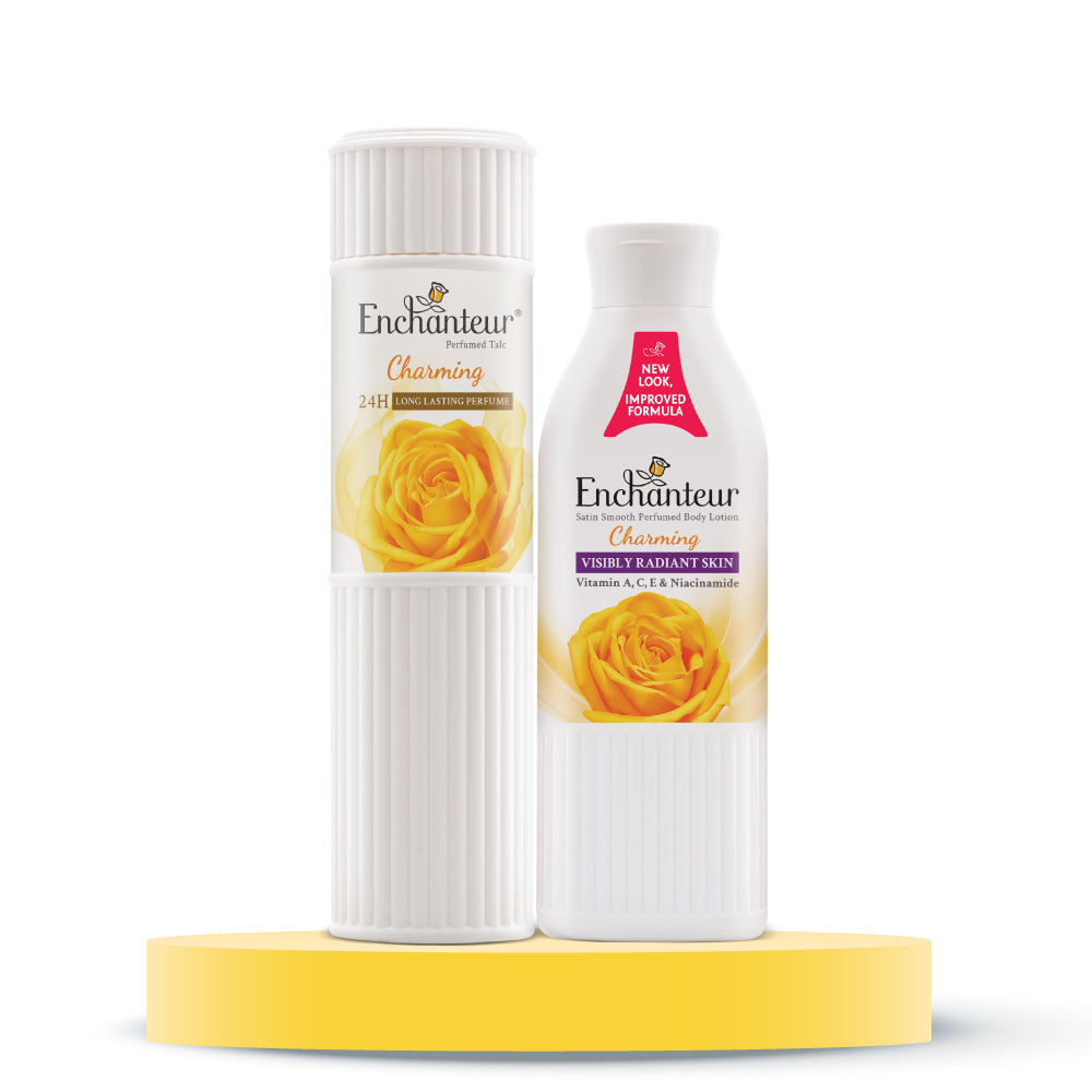 Enchanteur Charming Perfumed Body Talc 250gms & Charming Hand and Body Lotion 250ml