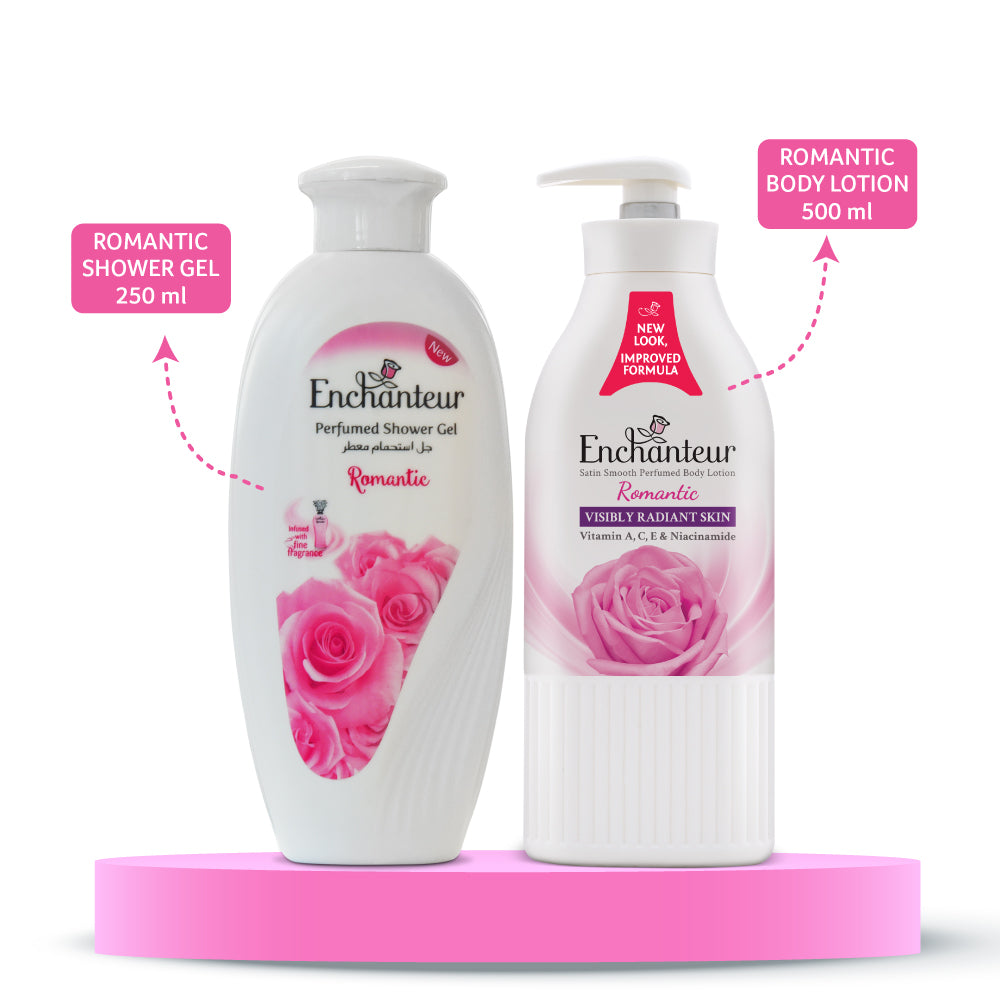 Enchanteur Romantic Shower gel 250gms & Romantic Hand and Body Lotion 500ml