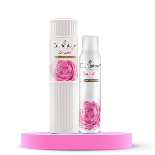 Enchanteur Romantic Perfumed Body Talc 250gms & Romantic Perfumed Deo Spray 150ml