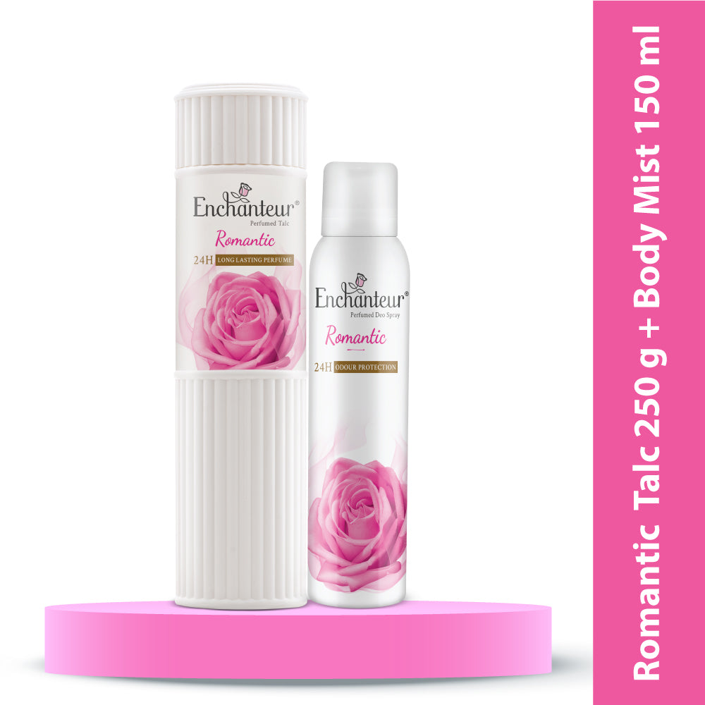 Enchanteur Romantic Perfumed Body Talc 250gms & Romantic Perfumed Deo Spray 150ml