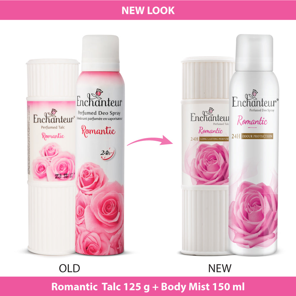 Enchanteur Romantic Perfumed Body Talc 125gms & Romantic Perfumed Deo Spray 150ml