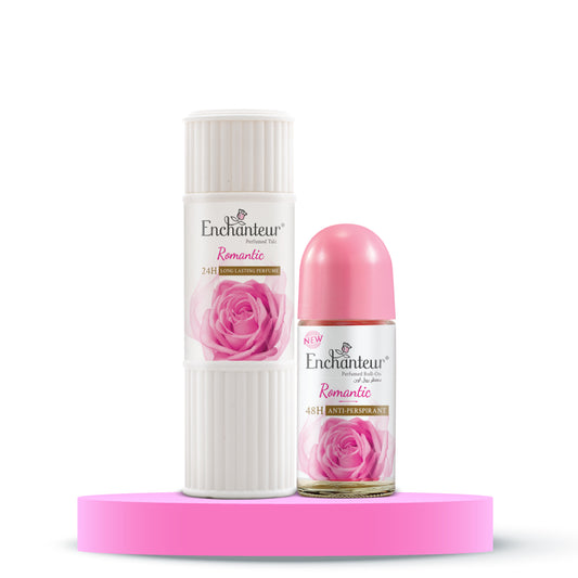 Enchanteur Romantic Perfumed Body Talc 125gms &  Romantic Roll-On Deodorant 50ml