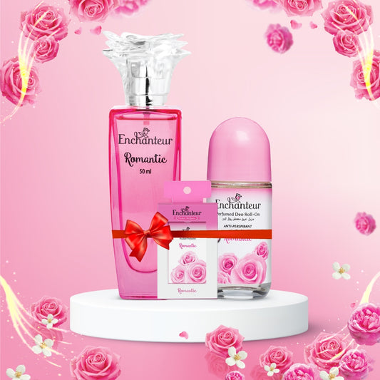 Enchanteur Romantic Daily wear Perfume for Women 50 ml & Romantic Roll-On Deodorant 50 ml & Romantic Pocket Perfume 18 ml