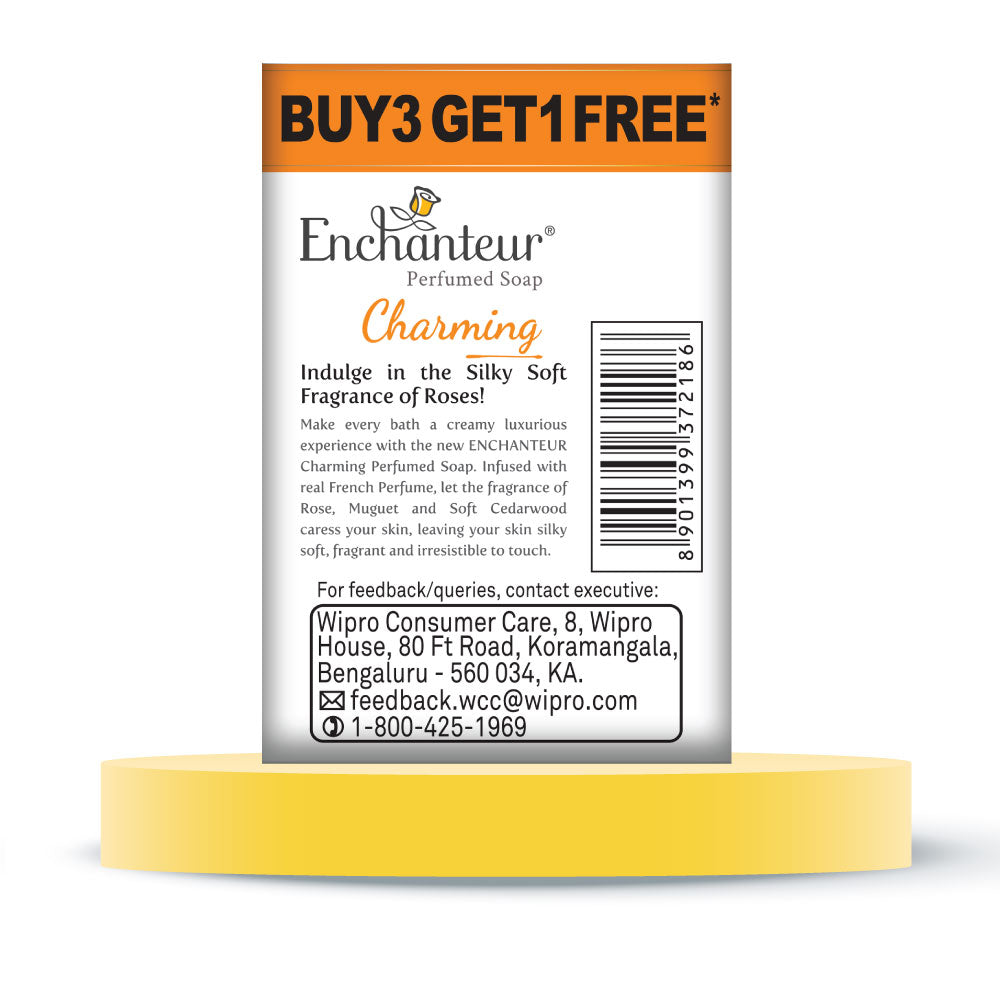 Enchanteur Perfumed Charming Bathing Bar, Pack of 3+1