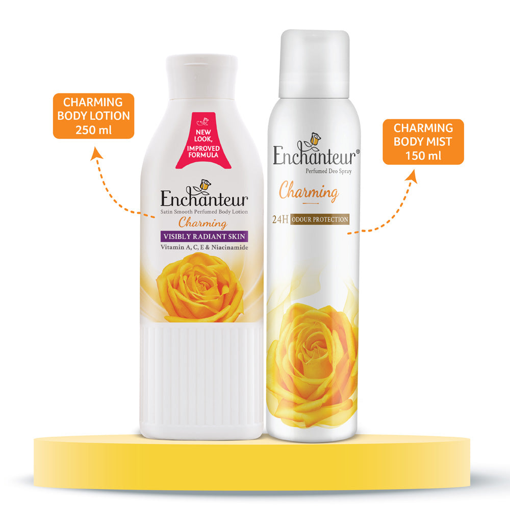 Enchanteur Charming Hand and Body Lotion, 250ml & Charming Perfumed Deo Spray 150ml