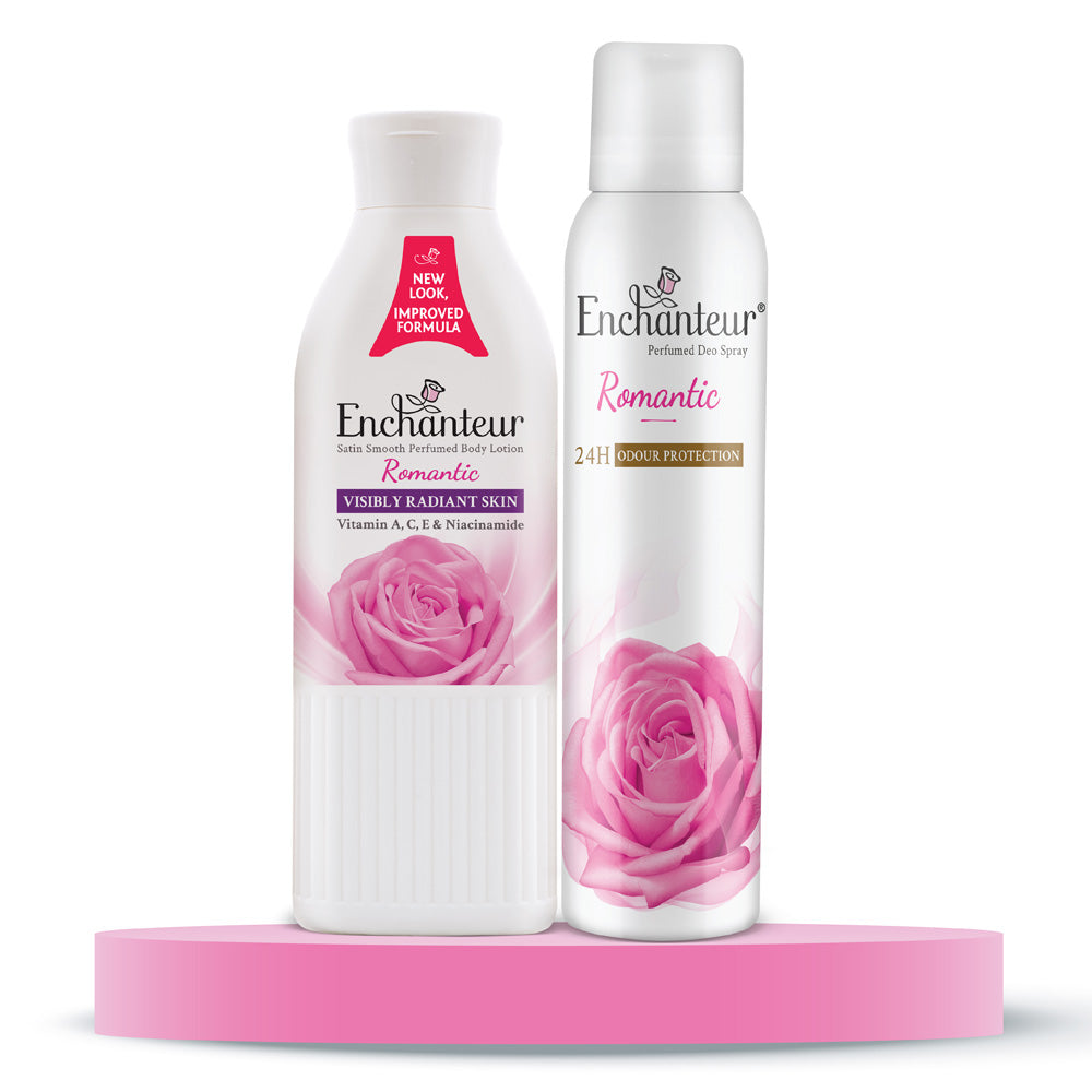Enchanteur Romantic Hand and Body Lotion, 250ml & Romantic Perfumed Deo Spray 150ml