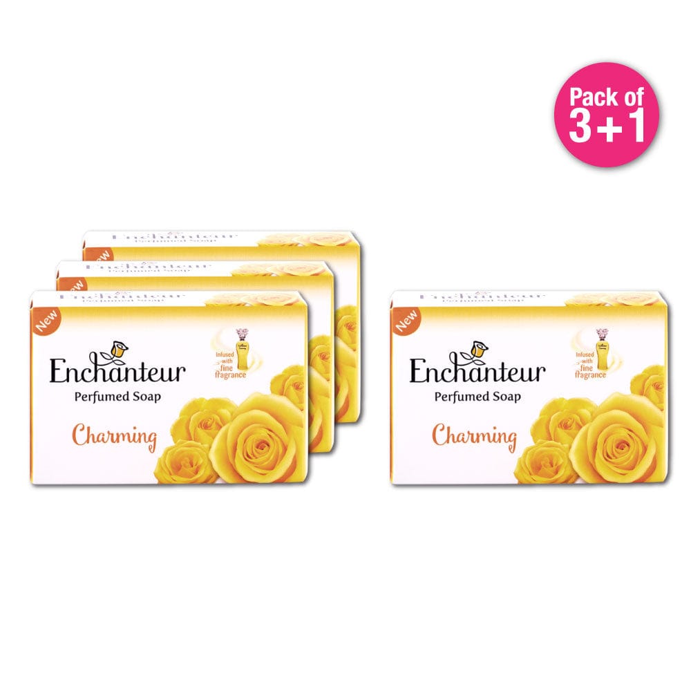 Enchanteur Perfumed Charming Soap, Pack of 3+1 By Enchanteur