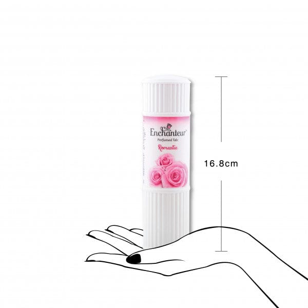 User Friendly Packaging of Enchanteur Romantic Perfumed Talcum Powder 125gms