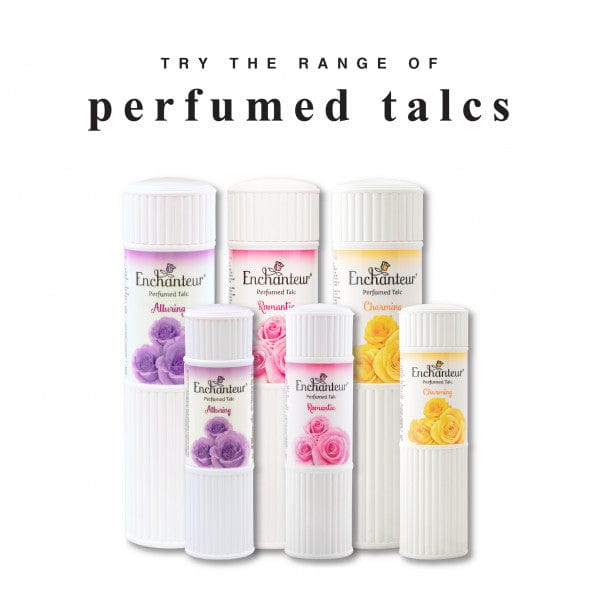 Different Ranges of Enchanteur Perfumed Talcum Powder