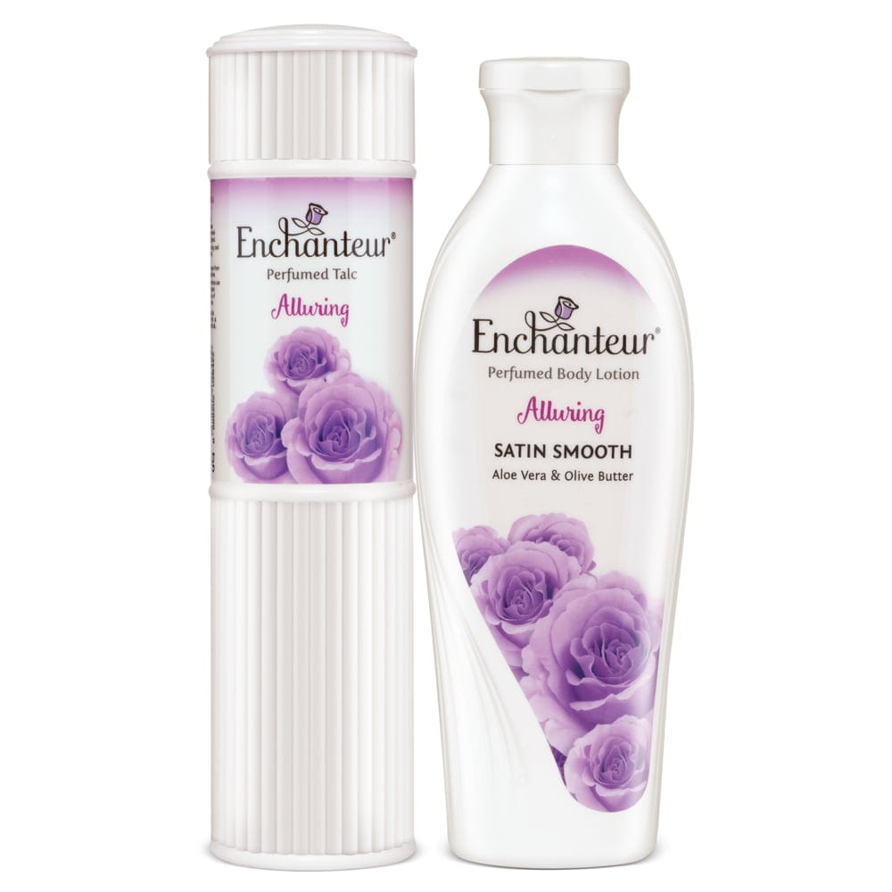 Enchanteur Alluring Perfumed Body Talc 250gms & Alluring Hand and Body Lotion 250ml By Enchanteur