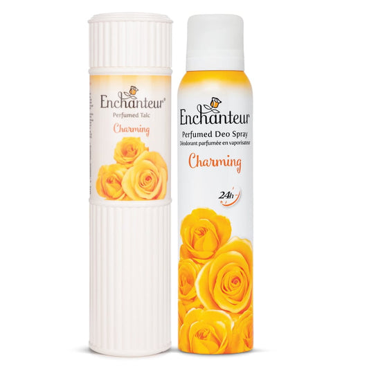 Enchanteur Charming Perfumed Body Talc 250gms & Charming Perfumed Deo Spray 150ml By Enchanteur