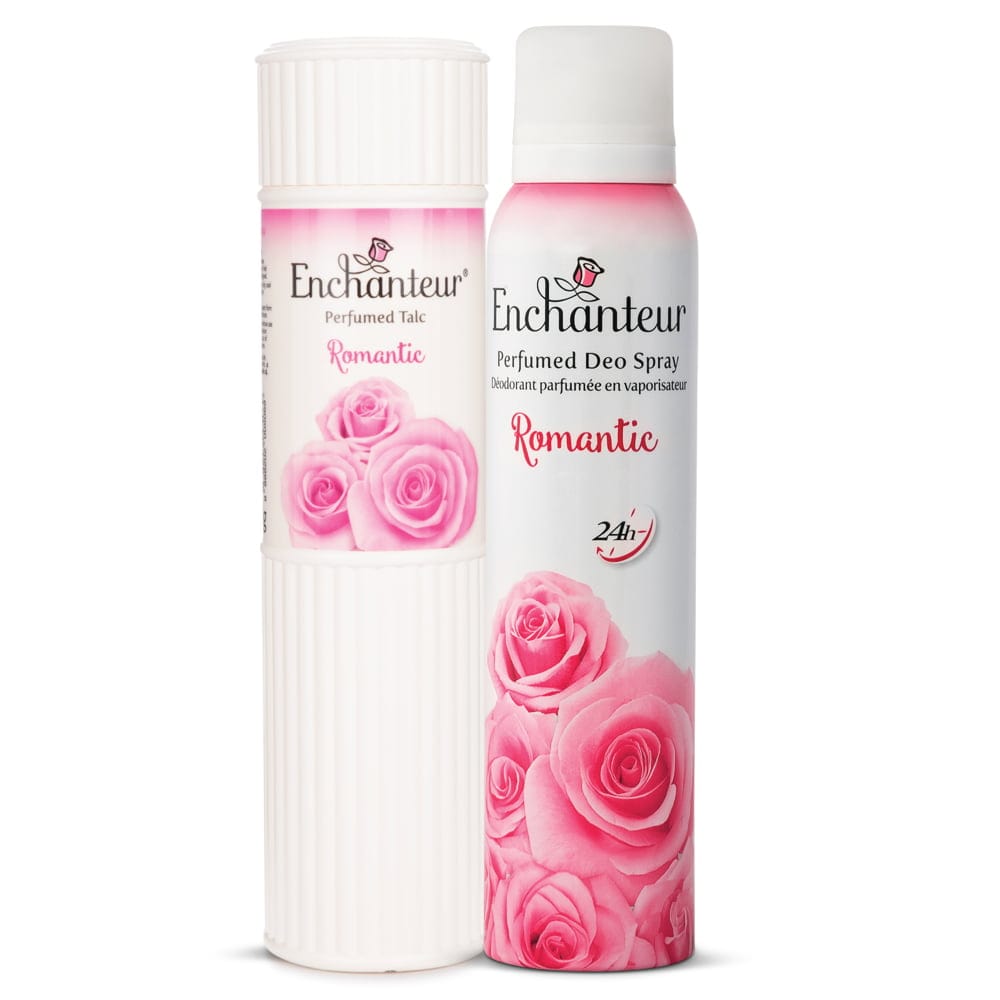 Enchanteur Romantic Perfumed Body Talc 250gms & Romantic Perfumed Deo Spray 150ml By Enchanteur