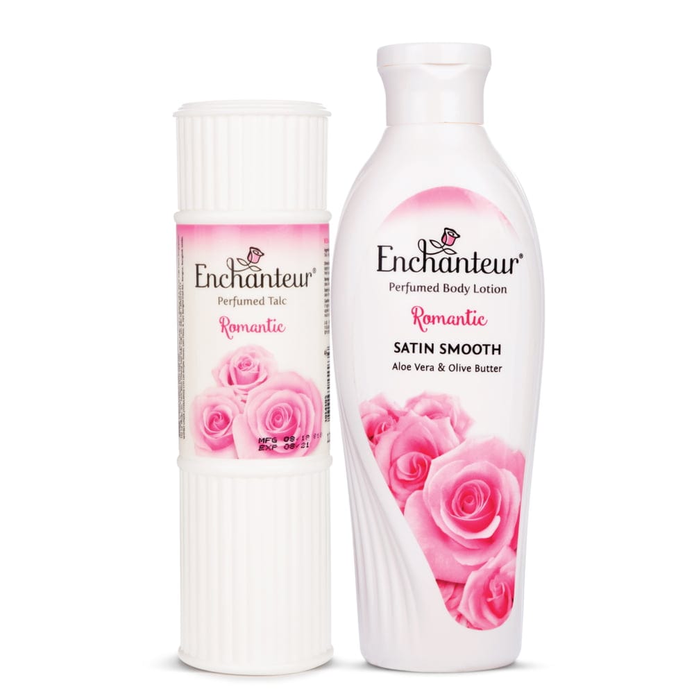 Enchanteur Romantic Perfumed Body Talc 125gms & Romantic Hand and Body Lotion 250ml