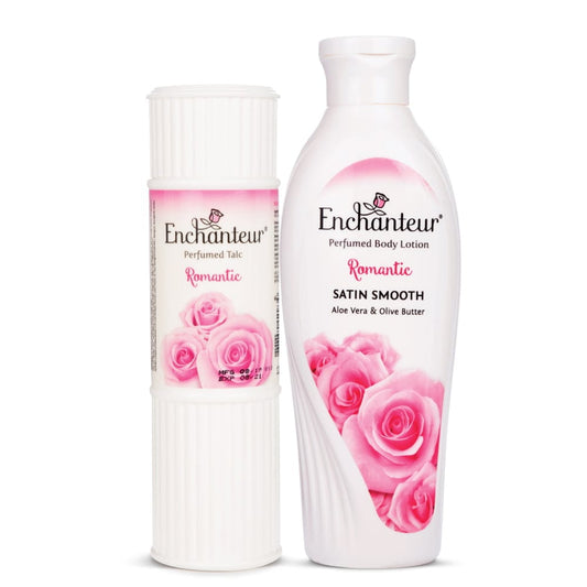Enchanteur Romantic Perfumed Body Talc 125gms & Romantic Hand and Body Lotion 250ml By Enchanteur