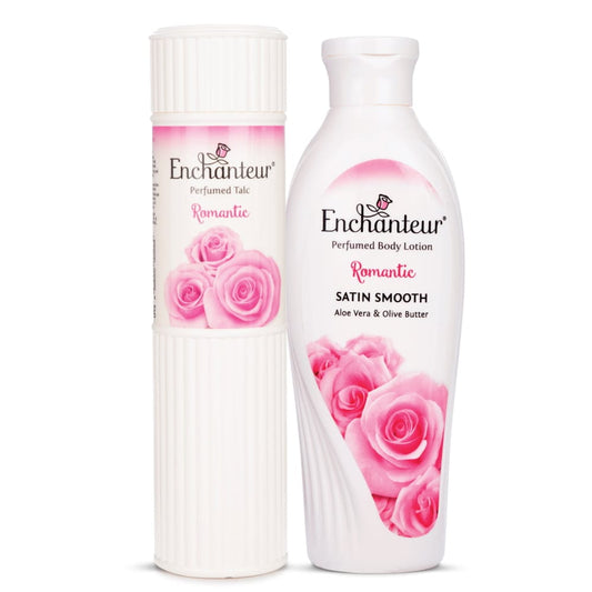 Enchanteur Romantic Perfumed Body Talc 250gms & Romantic Hand and Body Lotion 250ml By Enchanteur